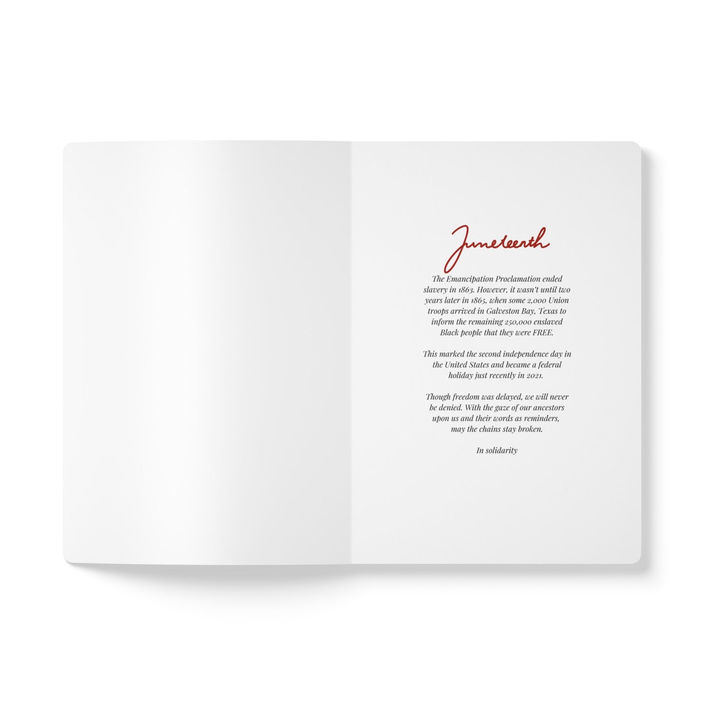"Juneteenth" Softcover Notebook (With Quotes Inside)