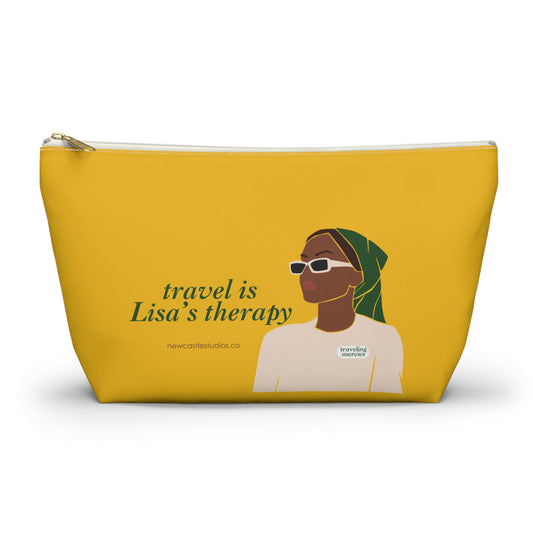 Personalized "Travel is Therapy" Pouch