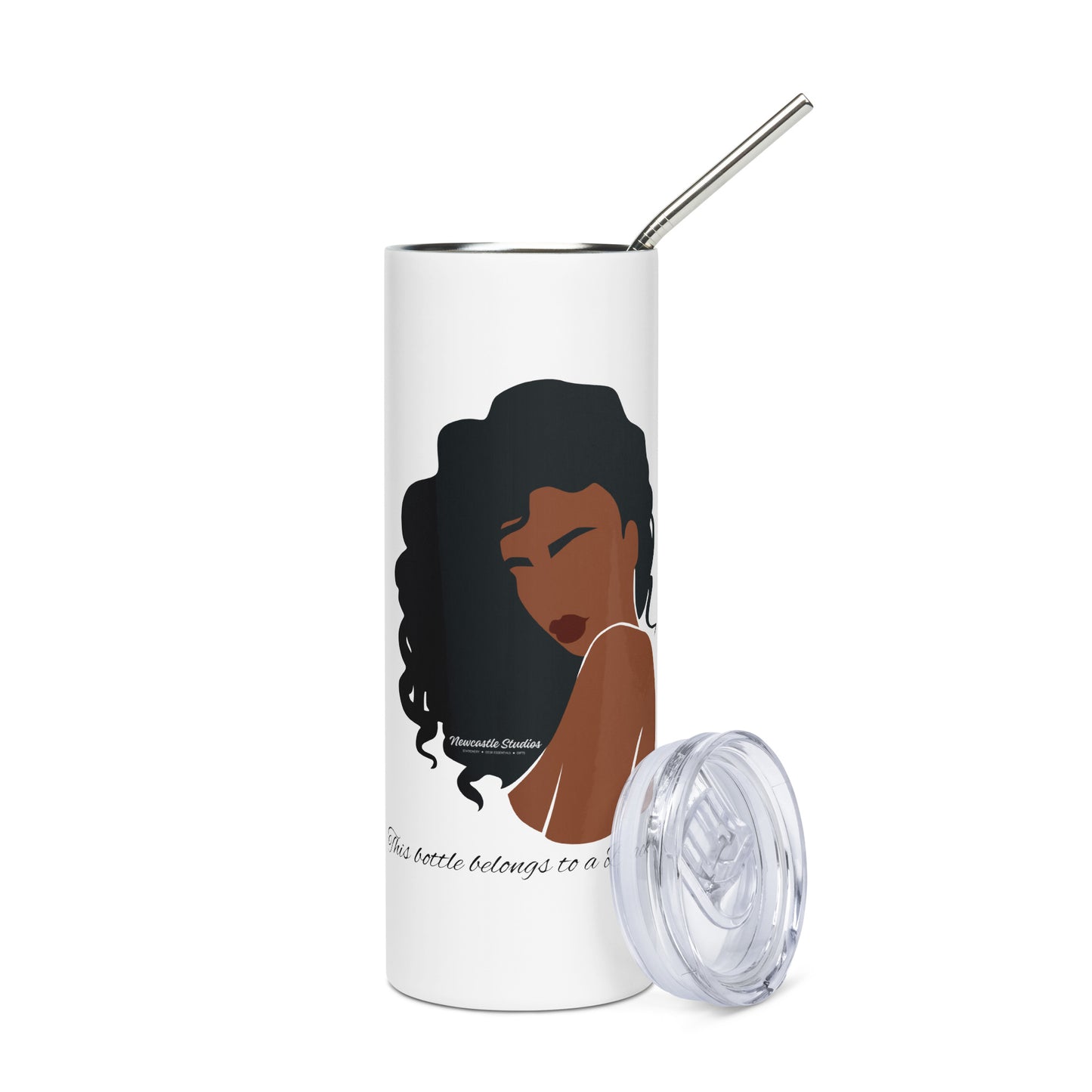 "This Bottle Belongs to a Black Woman #2" Slim Tumbler w/ Straw